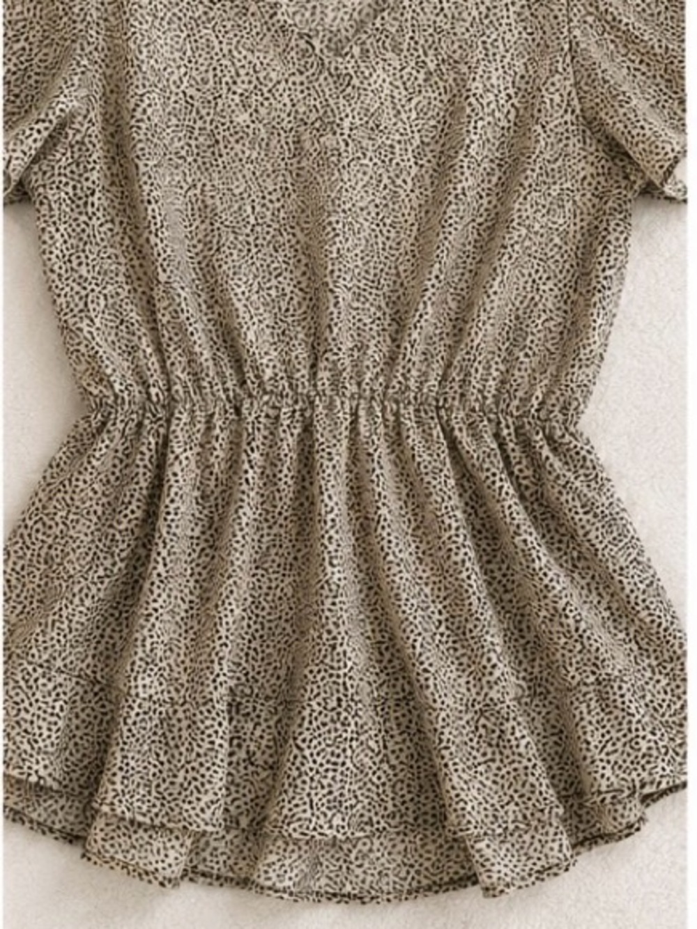 Women's Beige Leopard Print Peplum Blouse